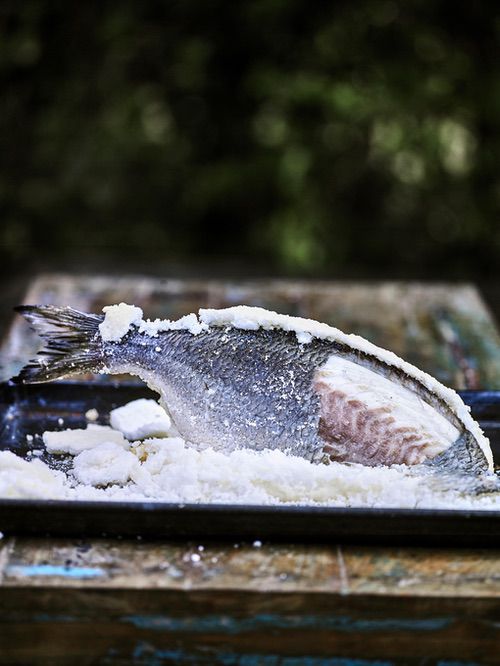 Salt baked bream